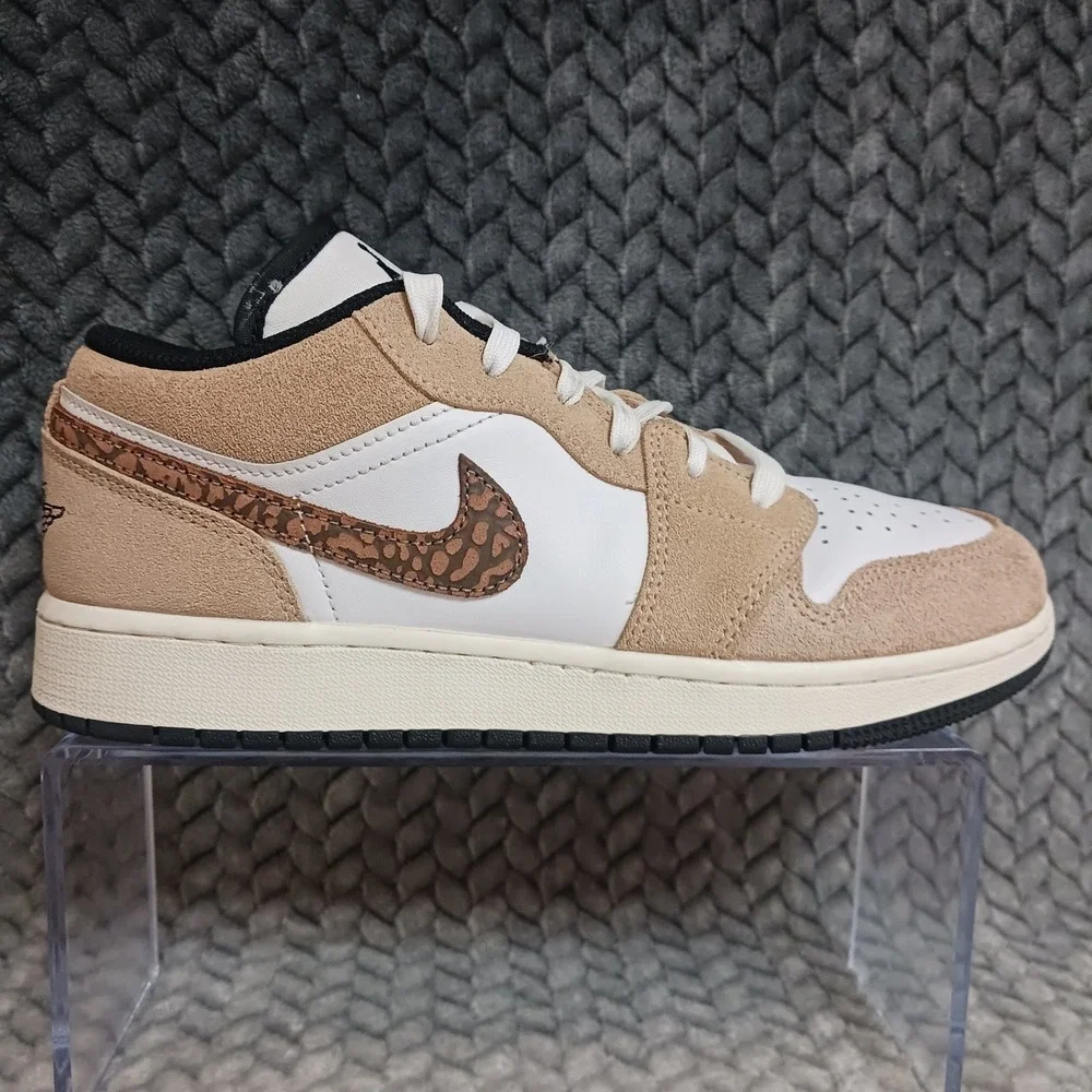 Air Jordan 1 Low SE Brown Elephant GS Youth Sneakers Shoes Size 5.5Y Women's 7